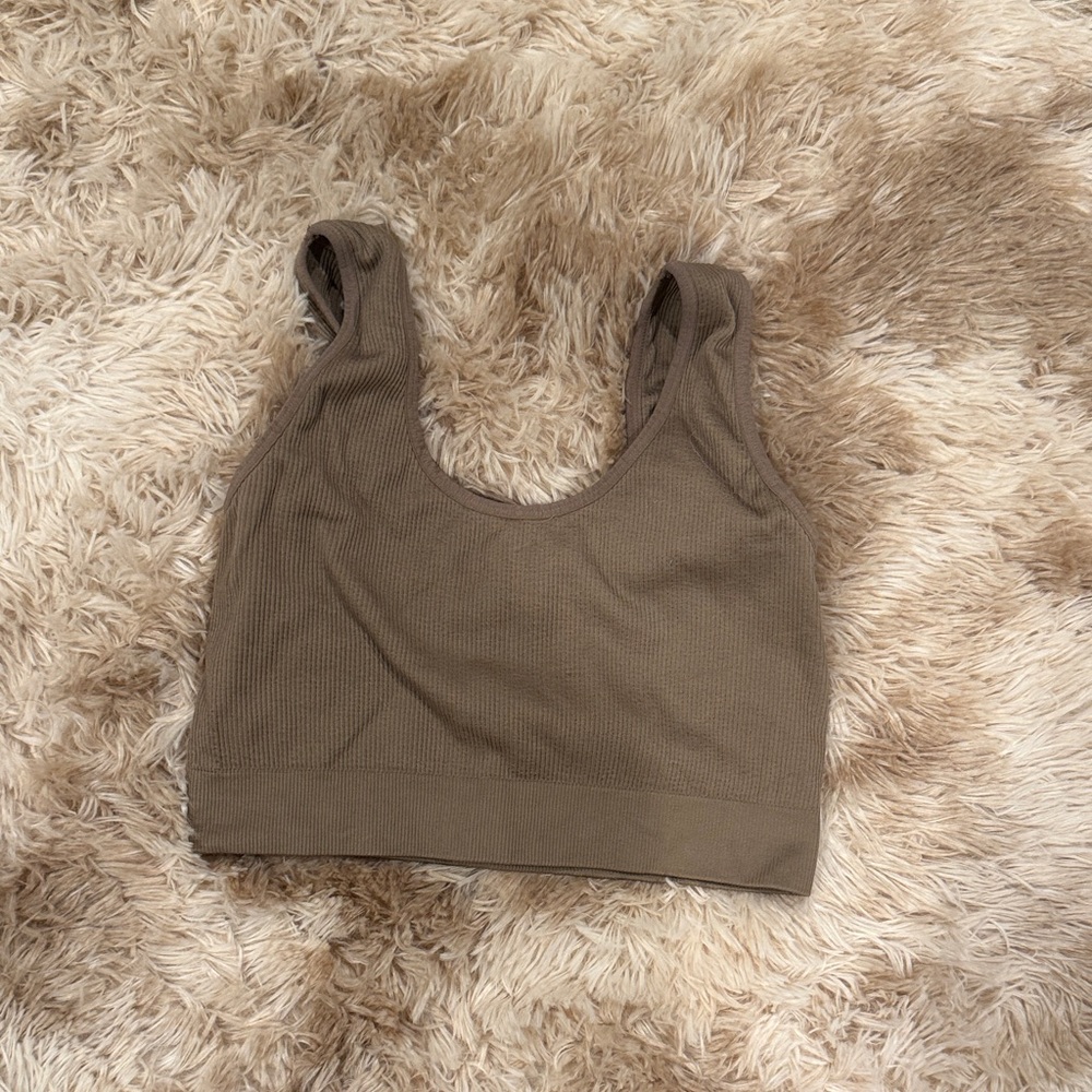 NVGTN Olive Ribbed Crop Top